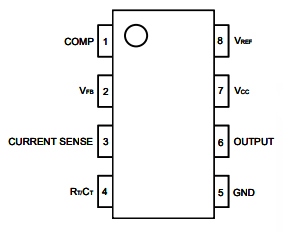 UC3843N SMPS Controller Pinout